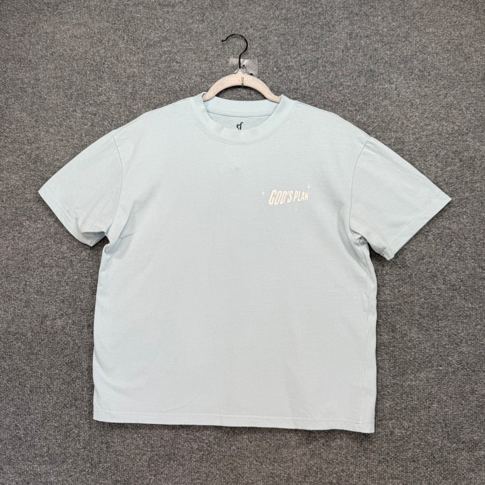 Elevated Faith Tshirt Adult Small Blue Gods Plan Never Fails Relax Fit Oversized